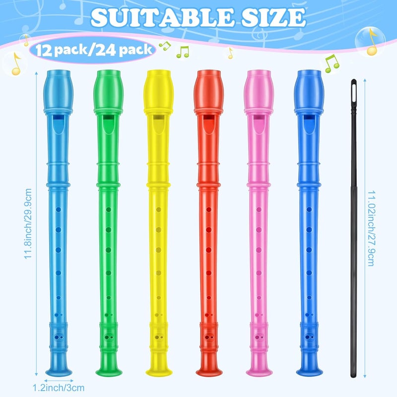 yasuwekik 8 Hole Soprano Recorders Descant Flute Bulk With Cleaning Rod German Style for Back to School Gift Christmas Shoebox Supplies Musical Instruments Party Favor (24 Pack) - Image 2